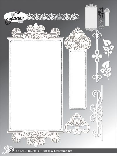 BLD1372 By Lene die Slimcard Ornament slimline base blade damask tag