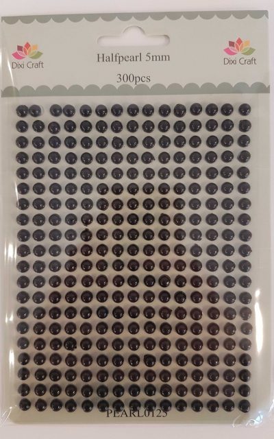290125-halfpearl-5mm-pearl0125 - sort halvperler selvklæbende halvperler