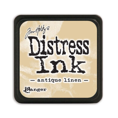 Distress Mini Ink Tim Holtz Antique Linen brun hvid stempelsværte