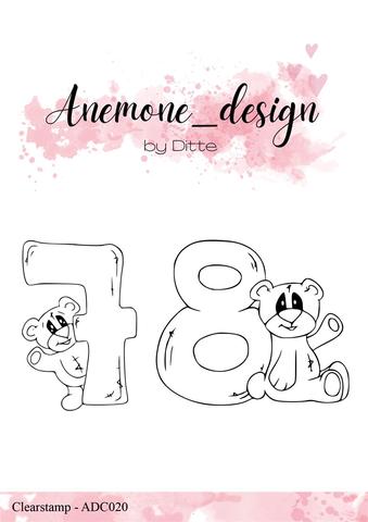 ADC020 Anemone Design Clearstamp Teddybear 7 - 8 stempel bamser med tal