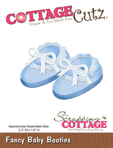 CC-010 Cottage Cutz Fancy Baby Booties babystøvler babysko små futter barnedåb navngivning