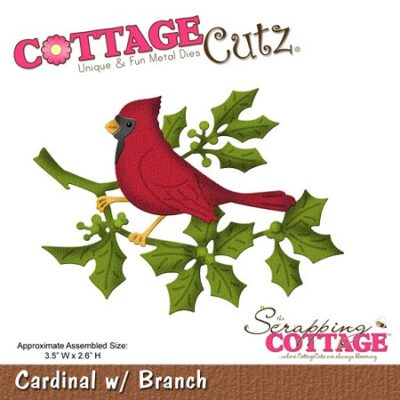 CC-015 Cottage Cutz Cardinal w/ Branch kardinal fugl kristtjørn kristtorn jul