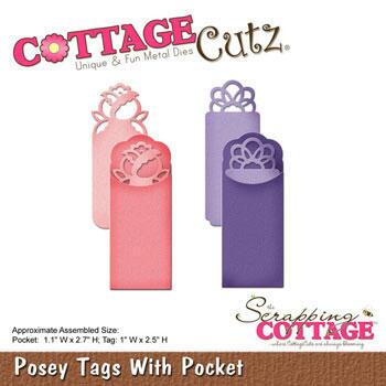 CC-144 Cottage Cutz Posey Tags with Pocket tags med roser doiley