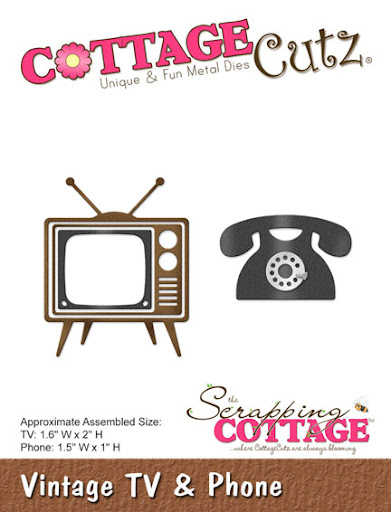 CC-163 Cottage Cutz Vintage TV & Phone gammelt tv fjernsyn telefon retro