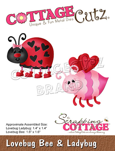 CC-284 Cottage Cutz Lovebug Bee & Ladybug bi mariehøne kærlighed hjerter