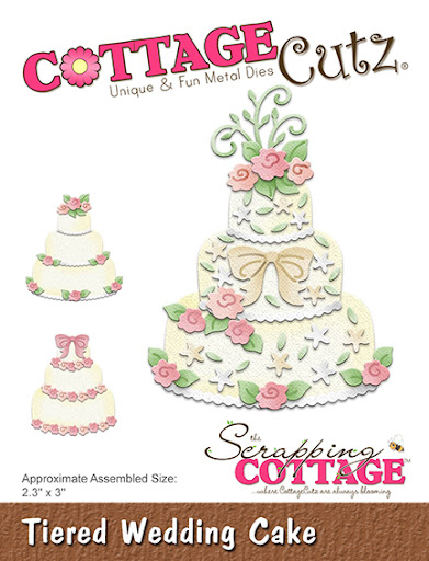 CC-326 Cottage Cutz Tiered Wedding Cake bryllupskage trelags lagkage roser blomster