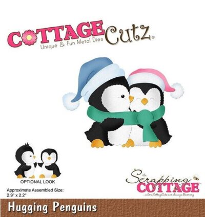CC-498 Cottage Cutz Hugging Penguins pingviner krammer nissehuer knus kram halstørklæde