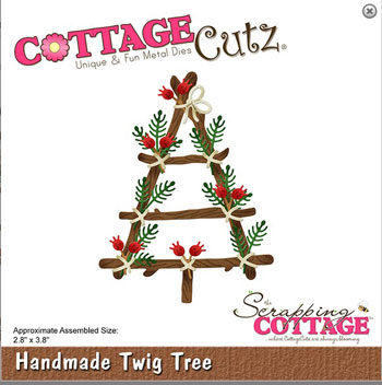CC-521 Cottage Cutz Handmade Twig Tree juletræ hjemmelavet grangrene bær