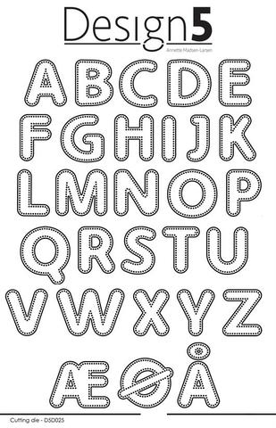 D5D025 Design5 die Dotted Alphabet Uppercase alfabet cutting die