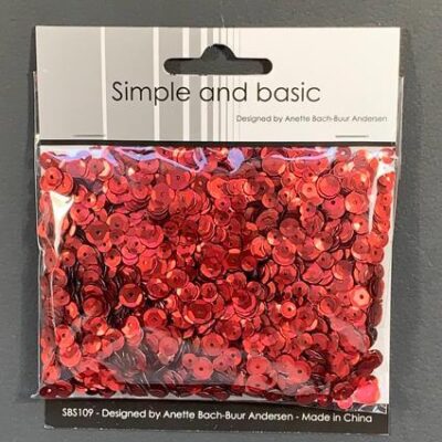 SBS109 Simple and Basic sequins Red rød pailetter