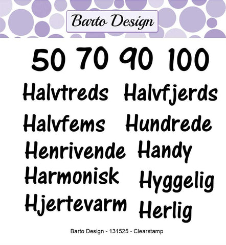 Barto Design Ordspil 3 50 70 90 100 halvtreds halvfjerds halvfem hundrede
