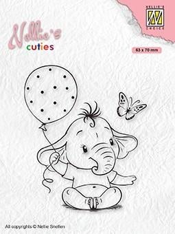 NCCS007 Baby Elephant with Balloon Nellie Snellen stempel clearstamp stempler elefant ballon sommerfugl