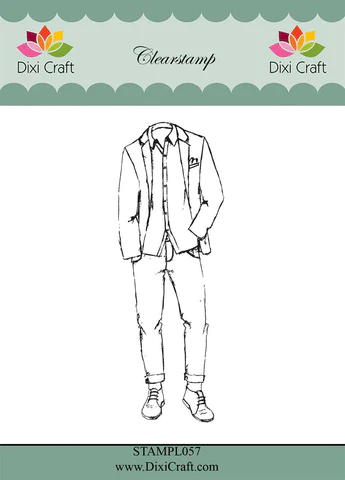STAMPL057 Dixi Craft clearstamp Boys Outfit suit jakkesæt herretøj