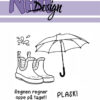 NHHC159+NHHD159 NHH Design sæt Regnvejr tekster stempel stempler gummistøvler paraply regn plask vand regnen regner oppe på taget tekster bamse og kylling