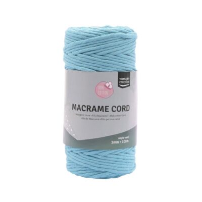 11305-12 med banderole macramé macrame cord snor bomuldssnor aqua lyseblå blue