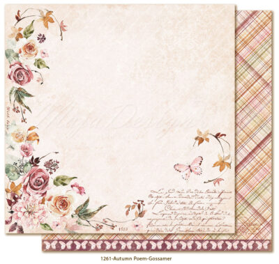 1261 Autumn Poem maja Grossmamer karton ternet blomster sommerfugl tekst rosa