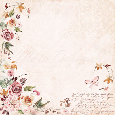 1261 Autumn Poem maja Grossmamer karton ternet blomster sommerfugl tekst rosa