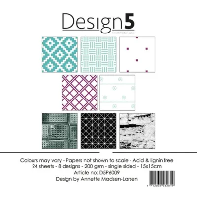 D5P6009 Design5 Meteor Rain paperpad papirblok karton turkis grøn lilla firkanter mosaik marokko