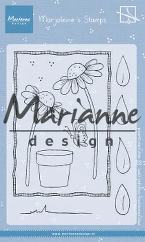 MZ1903 Marianne Design Clearstamp Marjoleine's Daisies solhat solhætter daisy smørblomst tusindfryd blomst stempel sommerfugl