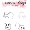 ADC016 Anemone Design Clearstamp Hippos flodheste kram