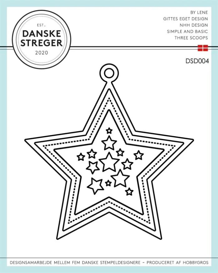 DSD004 Danske Streger die Jul Stjerne Tag star tag cutting die