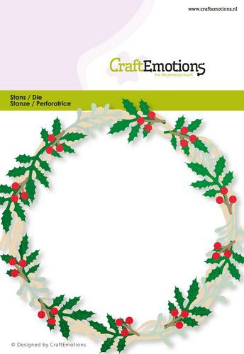 115633-0540 CraftEmotions die Make a Christmas Wreath krans gran røde bær julekrans