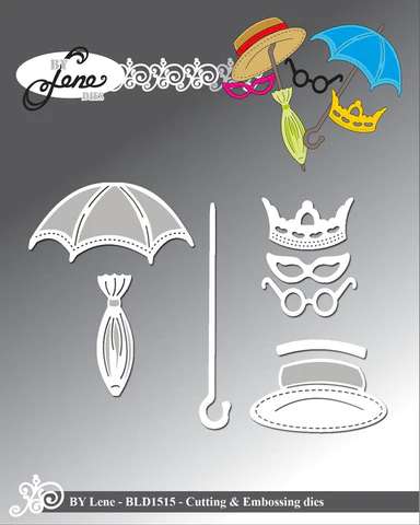 BLD1515 By Lene die Accessories for BLD1465 #1 slaskedukker slaskdolls dukke paraply briller krone overskæg