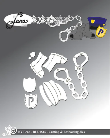 BLD1516 Accessories for BLD1465 #2 politi håndjern politiskilt politihat støvler badge