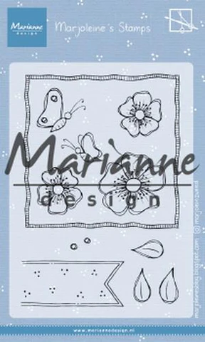 MZ1902 Marianne Design Clearstamp Marjoleine's Anemones anemone sommerfugle anemone blade banner stempel ramme