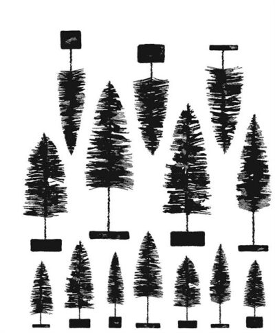 Tim Holtz Cling Stamp Bottlebrush Trees TH-CMS455 Juletræer Grantræer Fyrgran Fyrtræer Christmas Trees