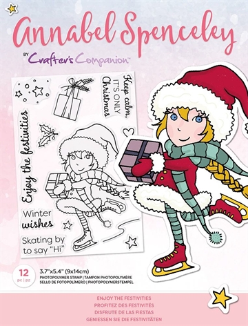 AS-STP-ENJIES Crafters Companion clearstamp Annabel Spencely Enjoy the Festivities skøjter gaver winter wishes stempler stempel