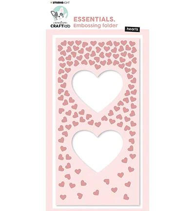 CCL-ES-EMB13 Studio Light embossing folder + die Slimline Hearts hjerter shakerkort valentines