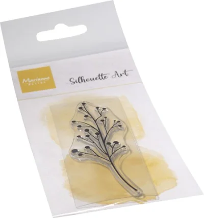 CS1118 Marianne Design clearstamp Silhouette Art Ilex kristtjørn kristtorn gren med blade vinterbær