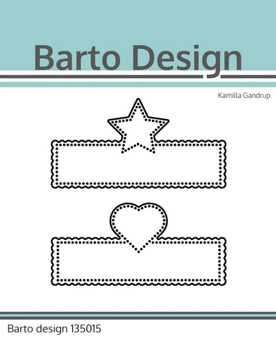 135015 Barto Design die Star & Heart Banners banner hjerter stjerner bølgekant tungekant prikket kant