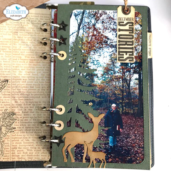 1914 Elizabeth Craft Designs dies Planner Essentials 46 Forest Tree Page junkjournaling bulletjournaling rensdyr rådyr dådyr juletræ joy