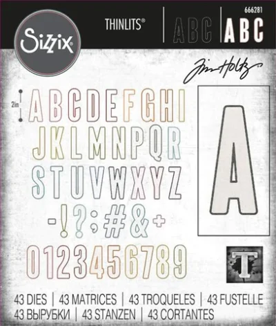 666281 Sizzix Tim Holtz die Alphanumeric alfabet