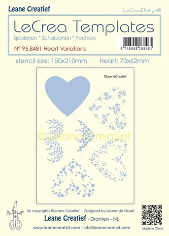 95.8481 Leane Creatief stencil Heart Variations hjerte blomster bobler fyrværkeri