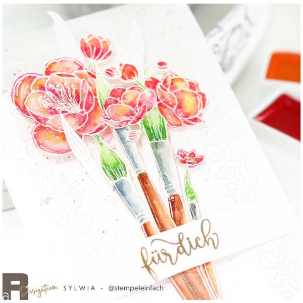 CS-A-FL0029 Alexandra Renke clear stamps Flower Brushes blomster pensler akvarel kirsebærblomster bonderoser