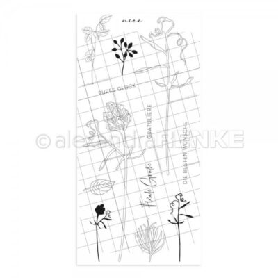 CS-AR-FL0030 Alexandra Renke clear stamps Sweet Pea Buds Nice blade blomster grene tyske tekster stempel stempler