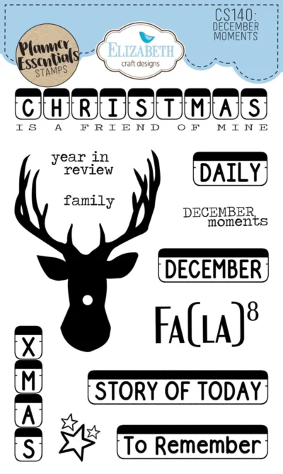 CS140 Elizabeth Craft Designs clearstamp December Moments stempel stempler rensdyr reindeer christmas julestempler stjerner