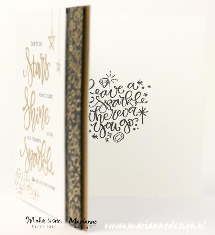 KJ1704 Marianne Design clearstamp Sparkle and Shine shine bright like a diamond diamant glitter glimmer stempel stempler diamond stjerner stars twinkle twinkle