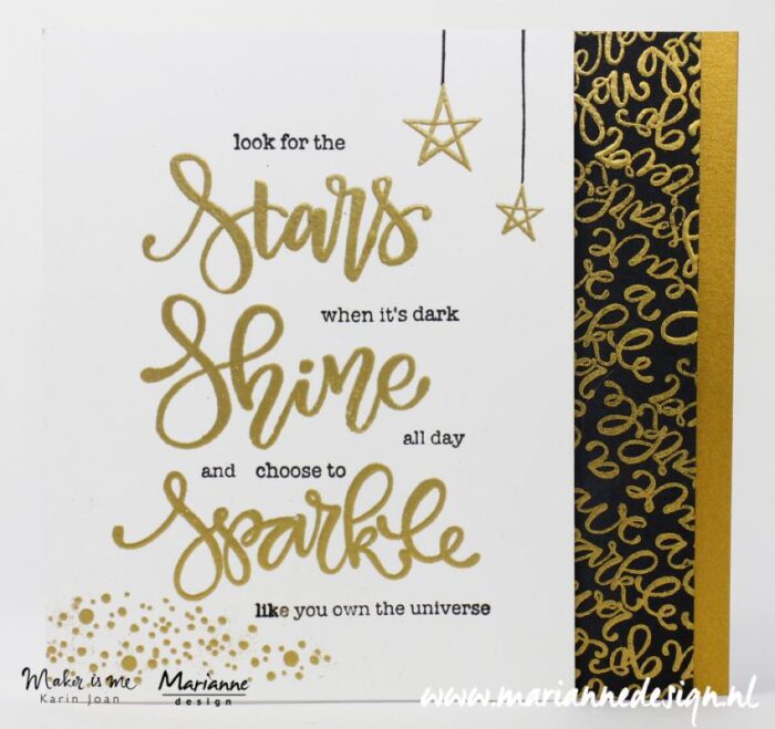 KJ1704 Marianne Design clearstamp Sparkle and Shine shine bright like a diamond diamant glitter glimmer stempel stempler diamond stjerner stars twinkle twinkle