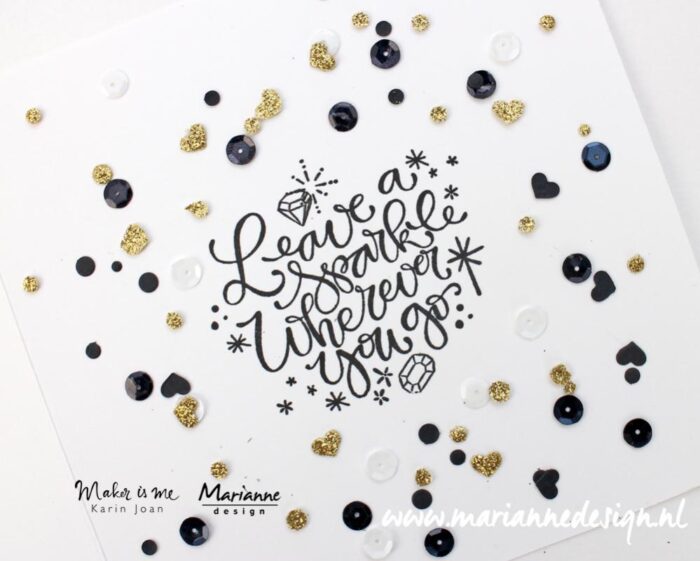 KJ1704 Marianne Design clearstamp Sparkle and Shine shine bright like a diamond diamant glitter glimmer stempel stempler diamond stjerner stars twinkle twinkle