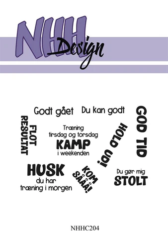 NHHC204 NHH Design clearstamp Danske Sportstekster stempel stempler fodbold håndbold tekster