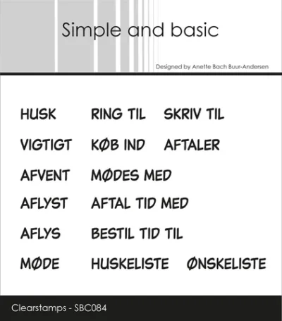 SBC084 Simple and Basic clearstamp Danske Tekster stempel stempler huskeliste ønskeliste ring til skriv til aftaler bullet journal