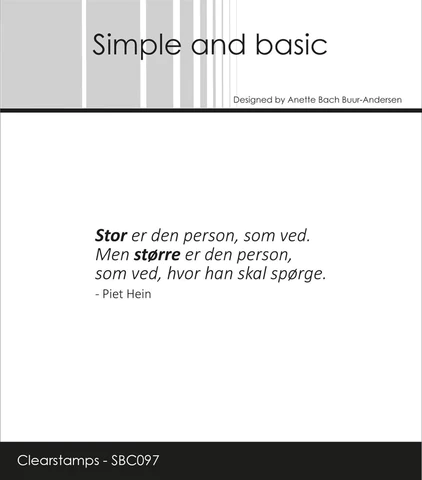 SBC097 Simple and Basic clearstamp Citat Piet Hein stempel stempler