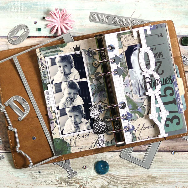 1832 Elizabeth Craft Designs die Sidekick Essentials 10 Today with Slides Frames cutting die junkjournaling bulletjournaling bogstaver tekster stories treasure this rammer