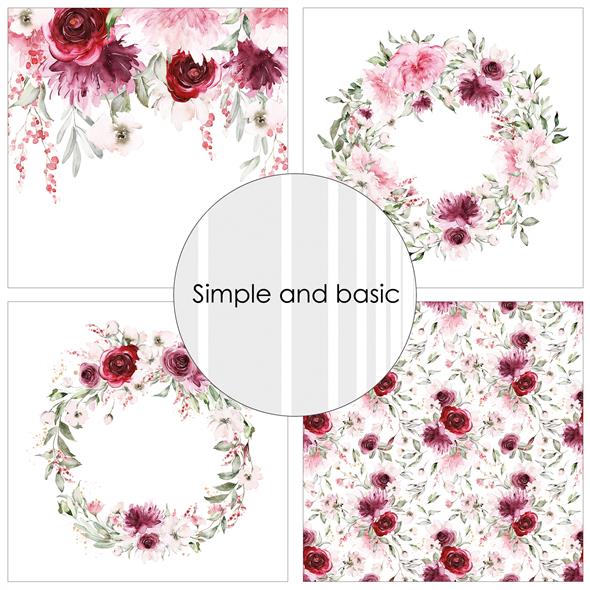 simple-and-basic-design-papers-30-5x30-5cm-watercolour-roses-sbp713 Watercolour Roses Roser