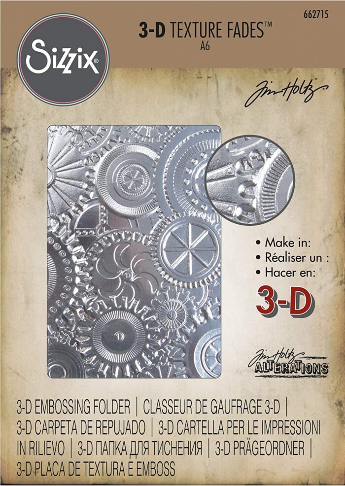 662715 Sizzix Tim Holtz embossing folder Mechanics gears tandhjul prægemønster urværk