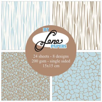 BLP036 By Lene Paperpad Wild Baby Blue 15x15 karton papir blok leopard giraf tiger striber